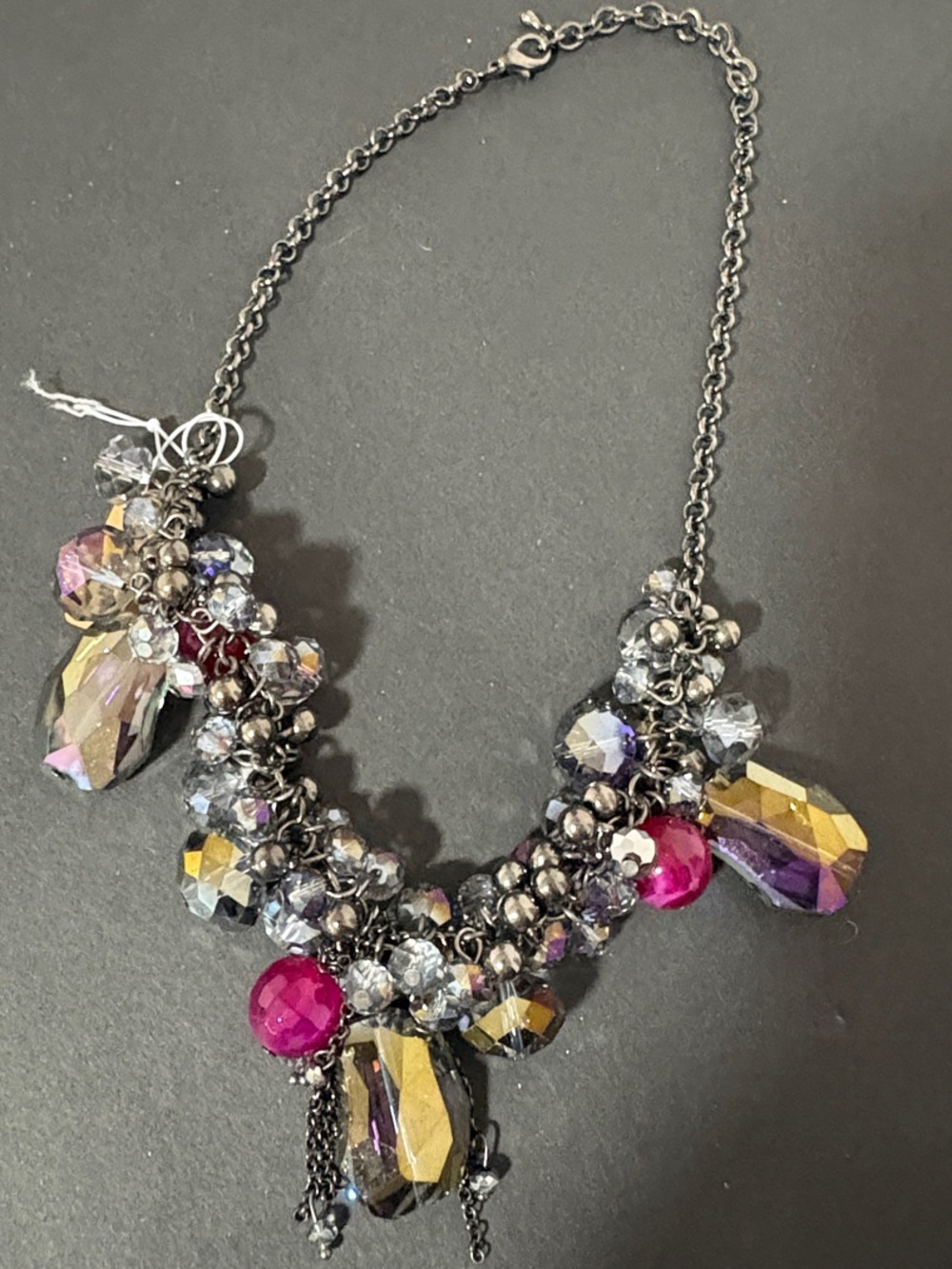 Statement Multi-Color Crystal Cluster Necklace